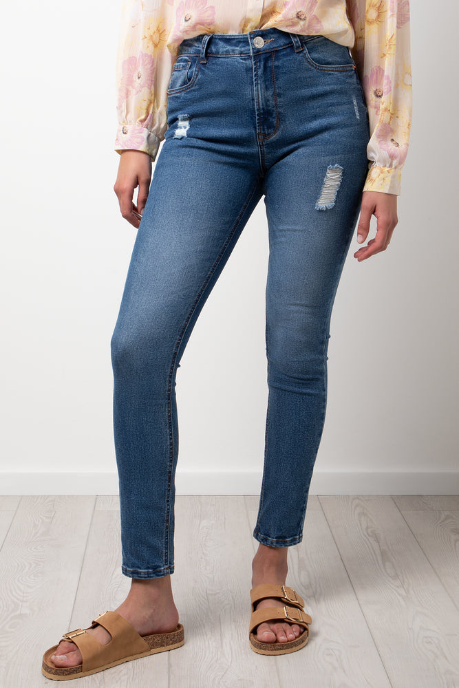 Ripped Skinny Denim Jeans Blue