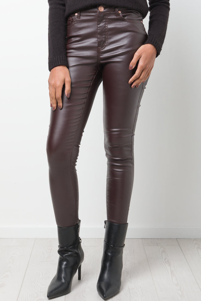 Coated Skinny Pants Brown