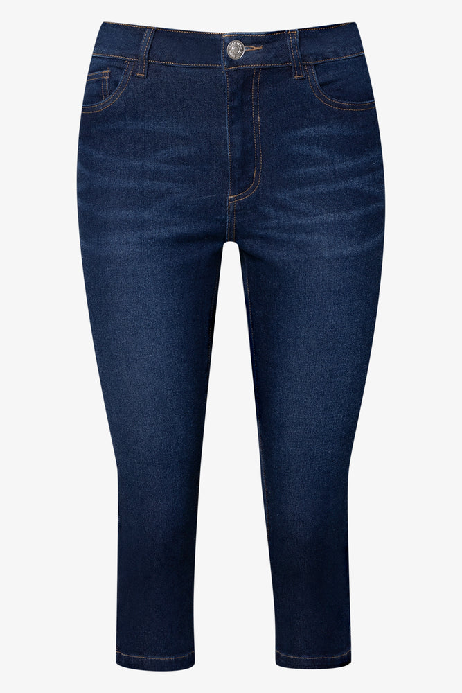 High Rise Pedal Pusher Denim Jeans Blue