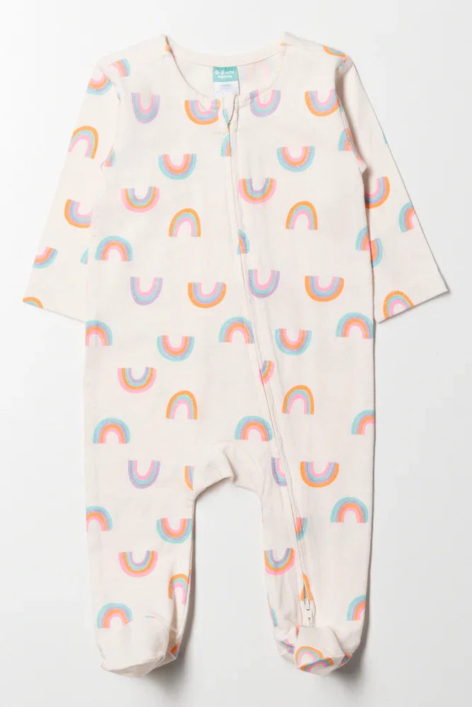 Rainbow Babygrow White