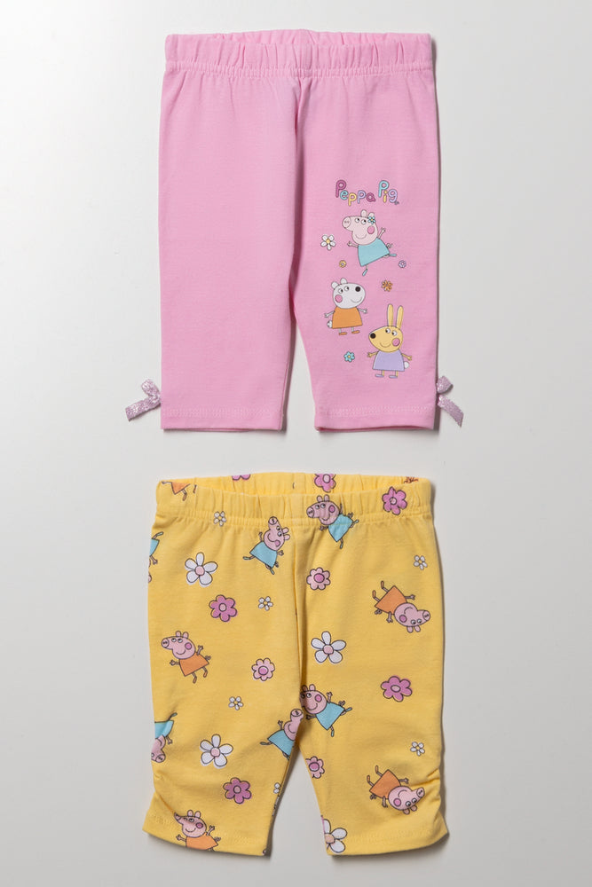 Peppa Pig 2 Pack Leggings Yellow And Pink