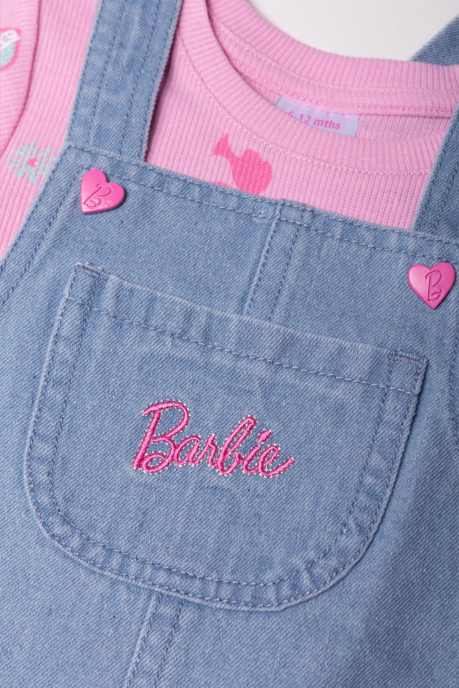 Barbie Pinafore Set Denim & Pink