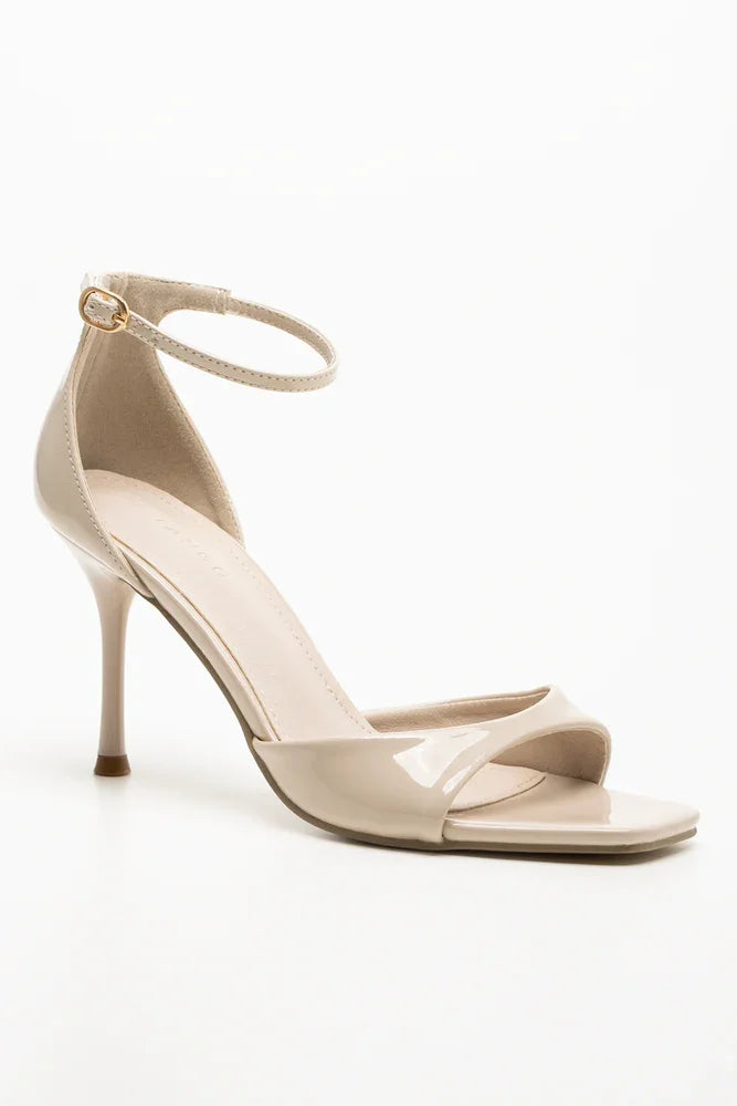 Patent Sandal Heels Natural