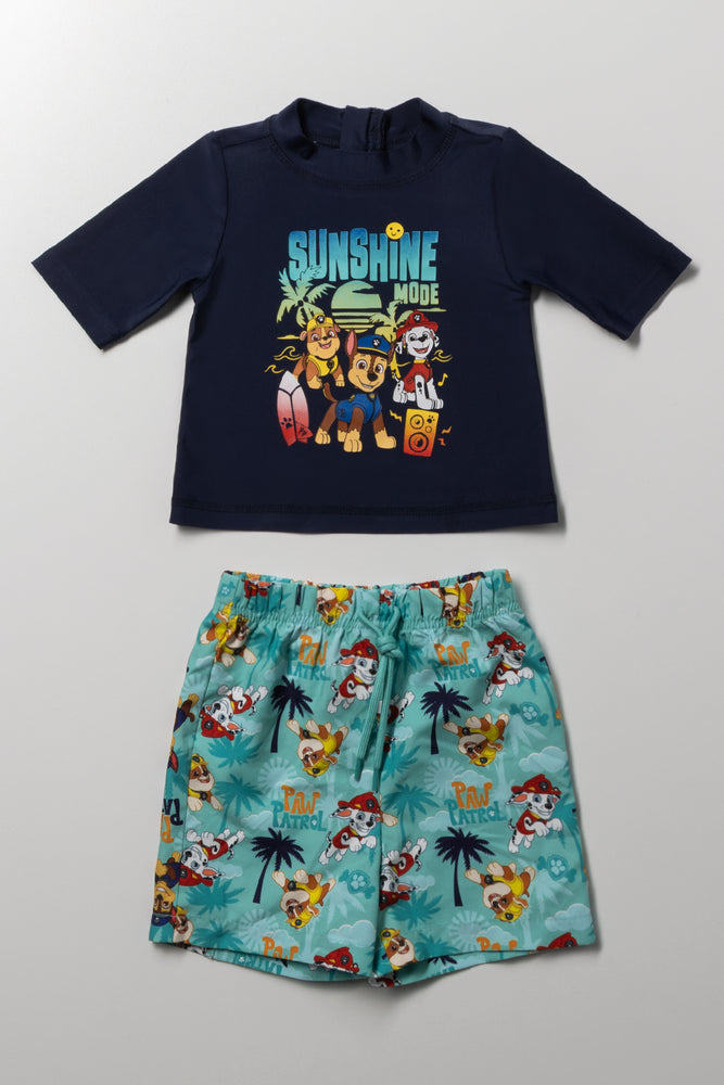 Short Sleeve Top And Shorts Set Blue