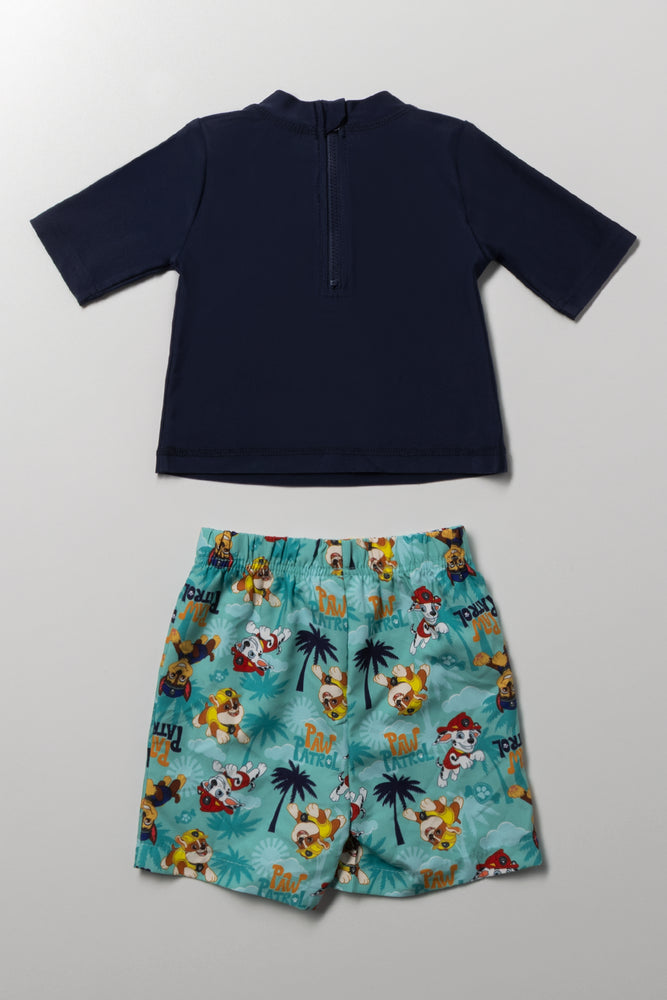 Short Sleeve Top And Shorts Set Blue (4)