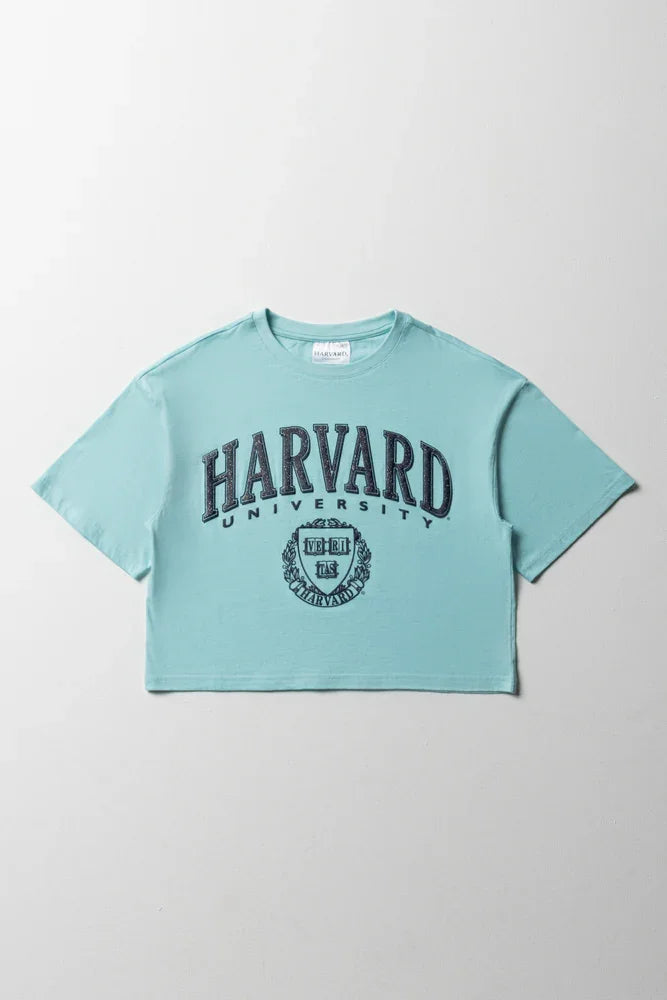 Harvard Boxy Short Sleeve T-Shirt Aqua