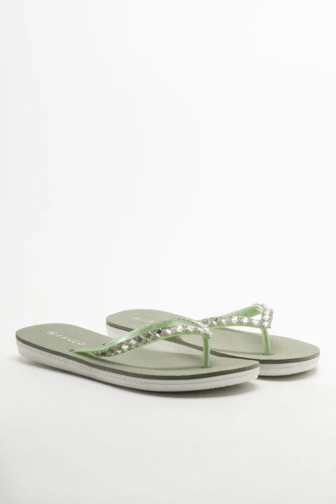 Diamante Flip Flop Green