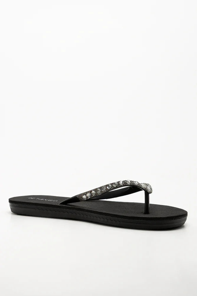 Diamante Flip Flops Black