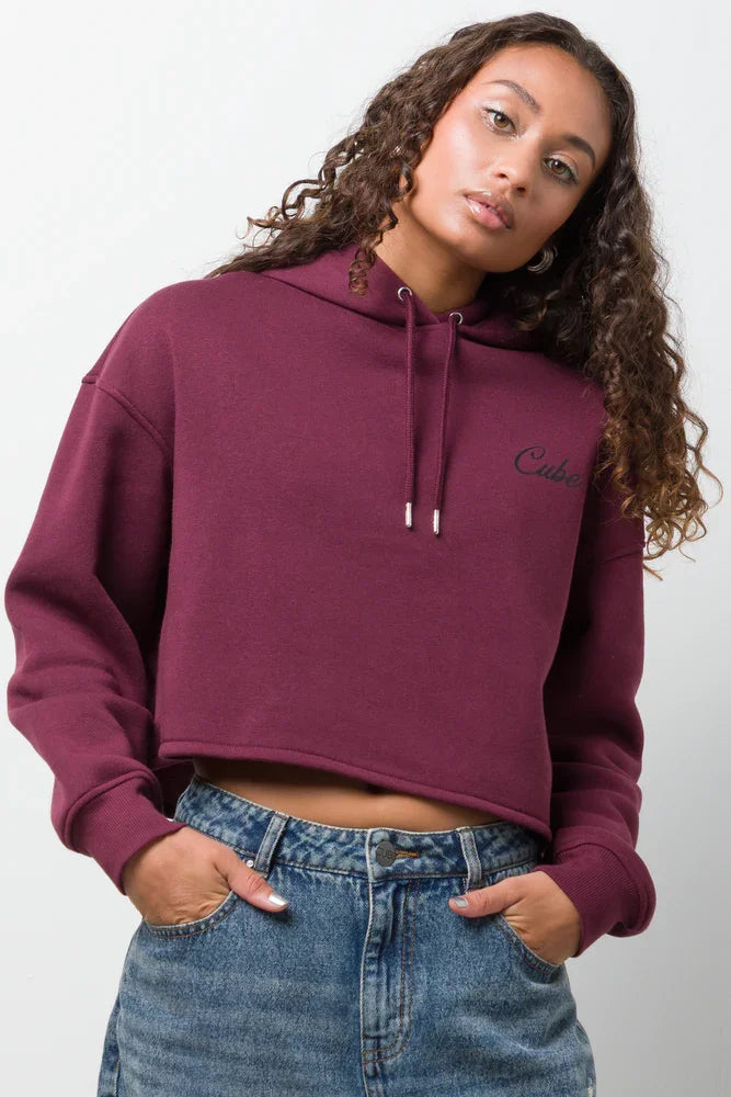 Cropped Hoodie Burgundy