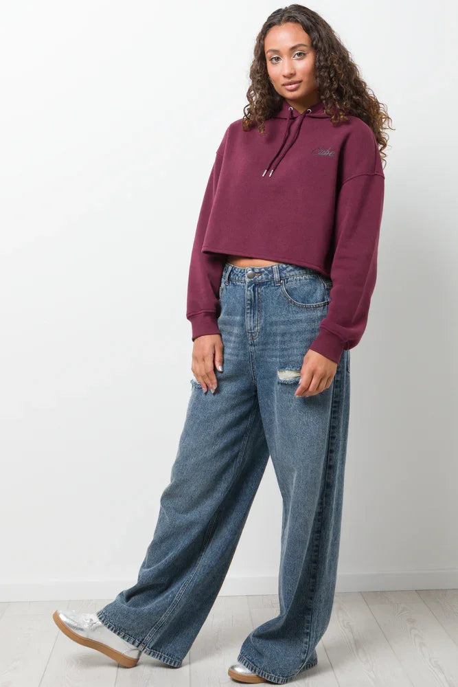 Cropped Hoodie Burgundy