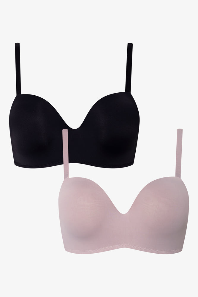2 Pack Bonded Wings Multiway Bras Black And Natural
