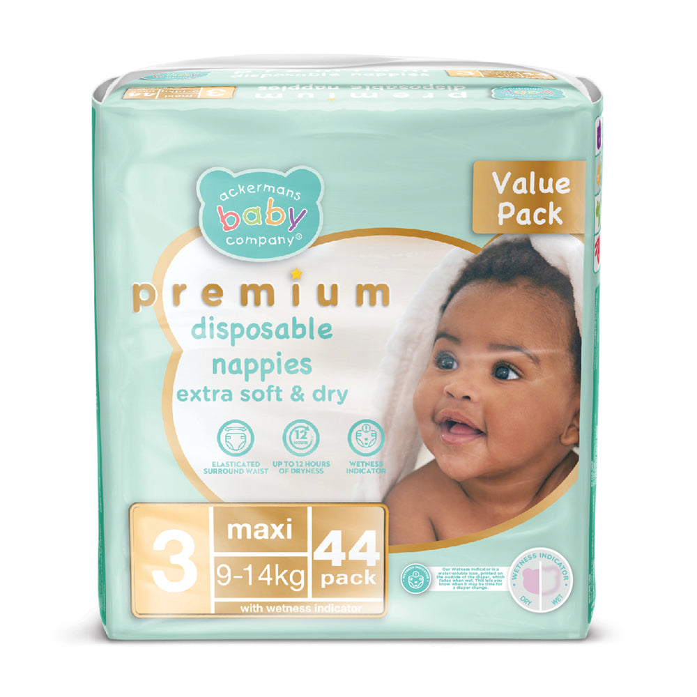 ABC Premium Maxi Nappies Size 44'S Nappies Wipes Ackermans