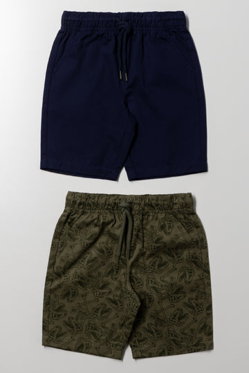 2 Pack Shorts Green And Navy