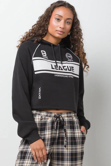 Raglan Sleeve Hoodie Black