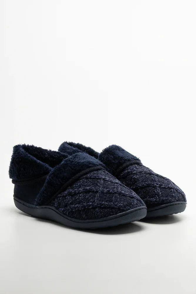 Knit Slippers Navy