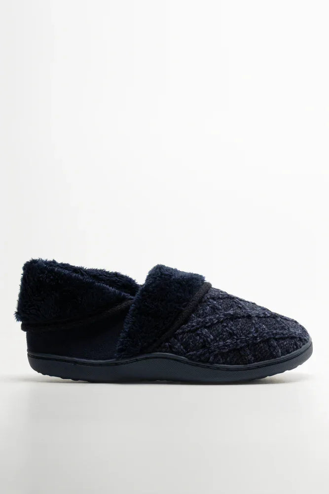 Knit Slippers Navy