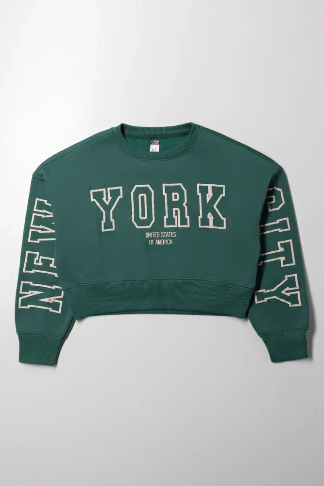 Crop Crew Neck Tracktop Green