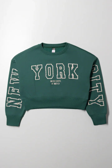 Crop Crew Neck Tracktop Green