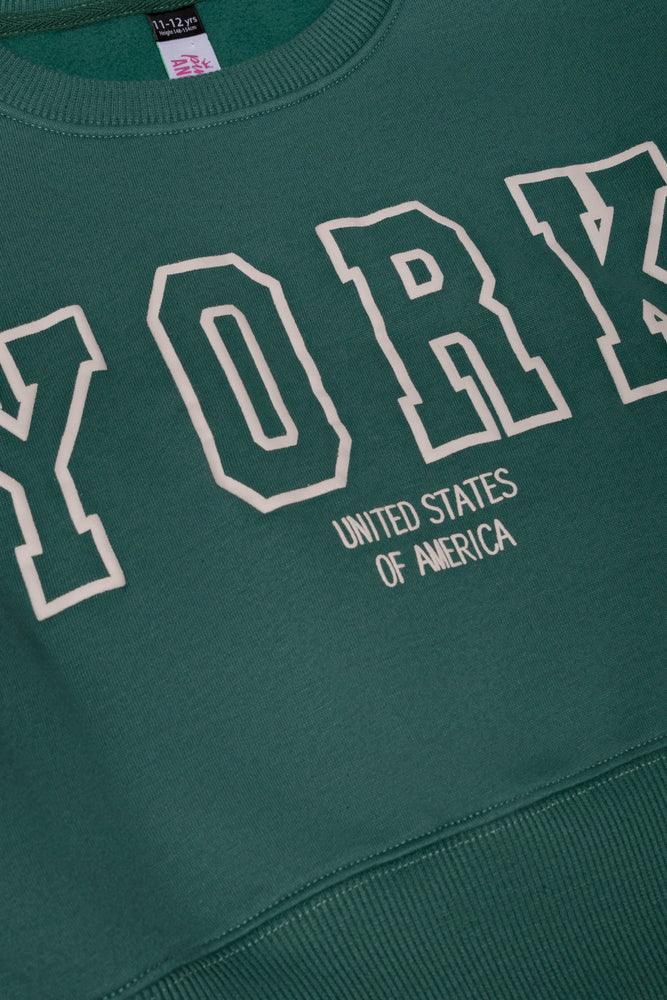 Crop Crew Neck Tracktop Green