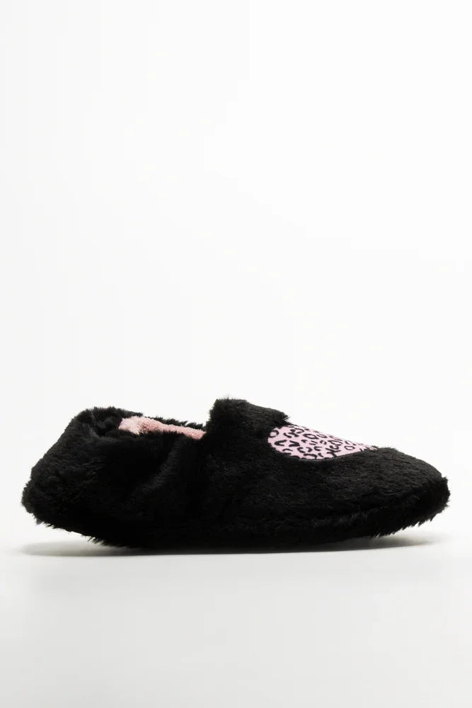 Animal Heart Slippers Black