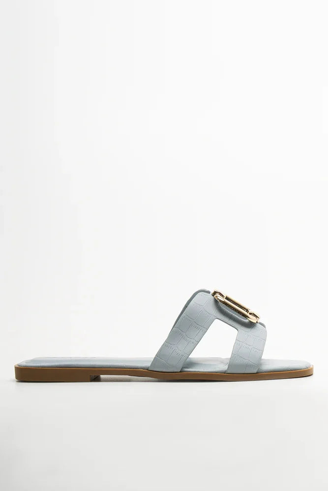 Cut Out Mule Sandals Blue