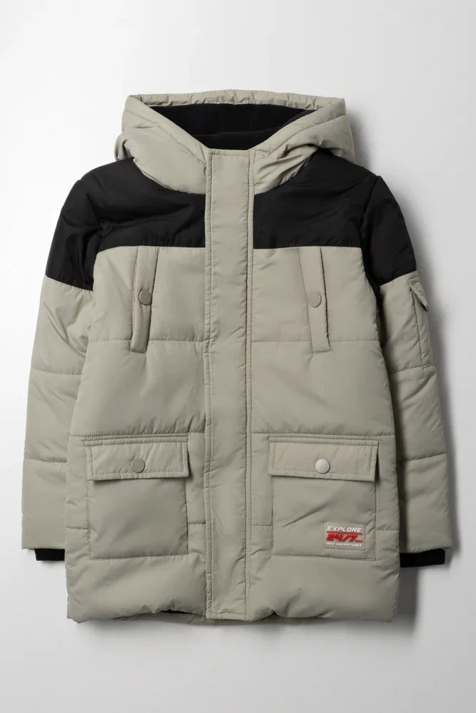 Hooded Puffer Parka Jacket Green
