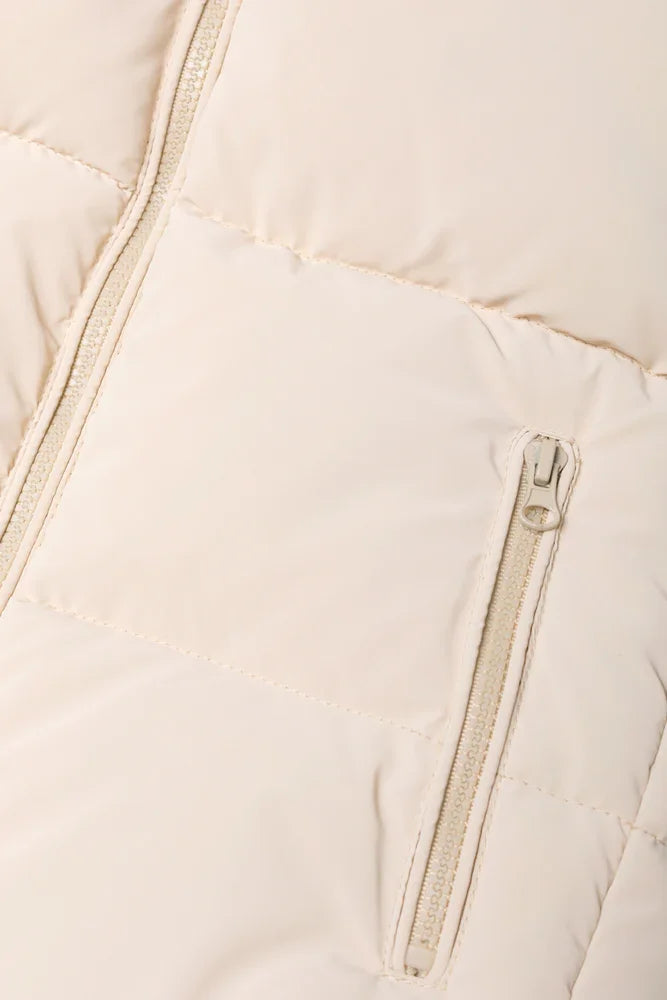 Zip Through Puffer Jacket Natural