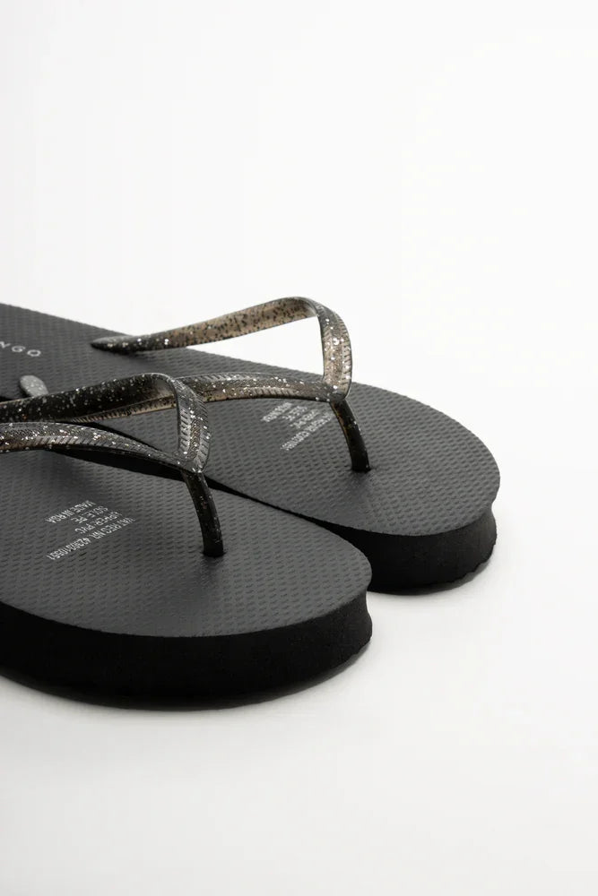 Glitter Flip Flop Black (2)
