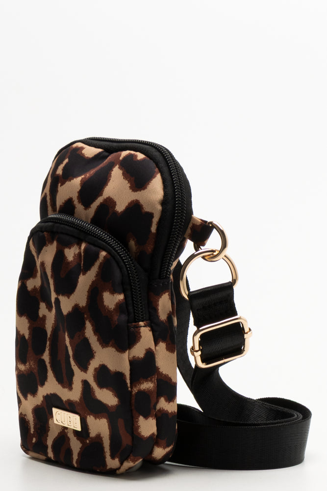 Leopard Print Cellphone Bag Natural