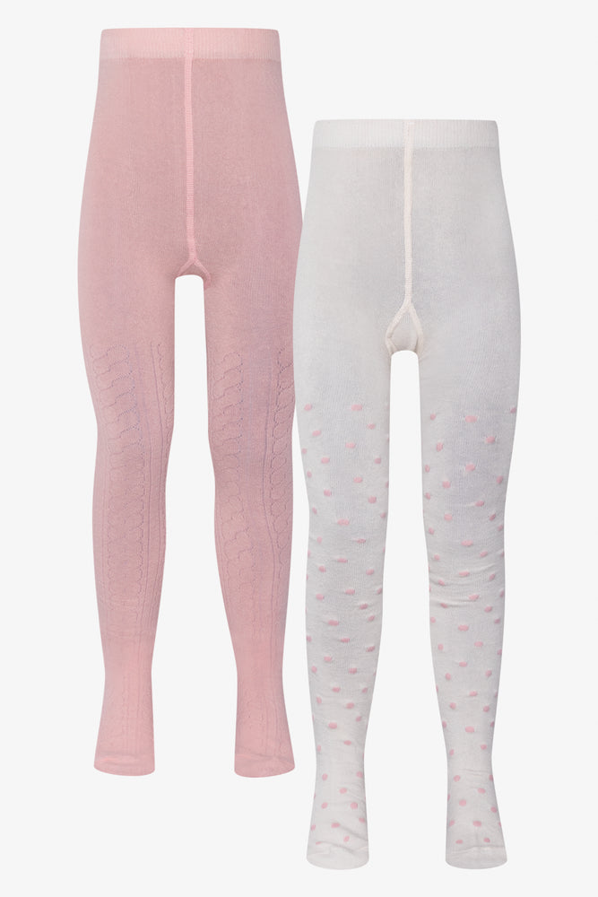 2 Pack Tights Pink And Cream