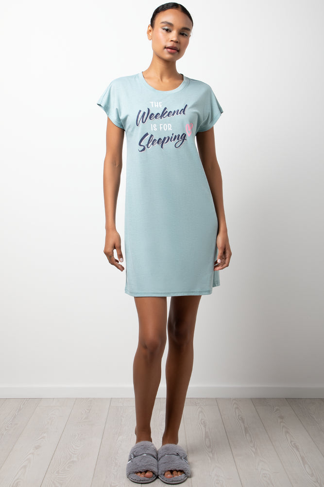 2 Pack The Weekend Is For Sleeping  Sleepshirts Grey And Light Blue