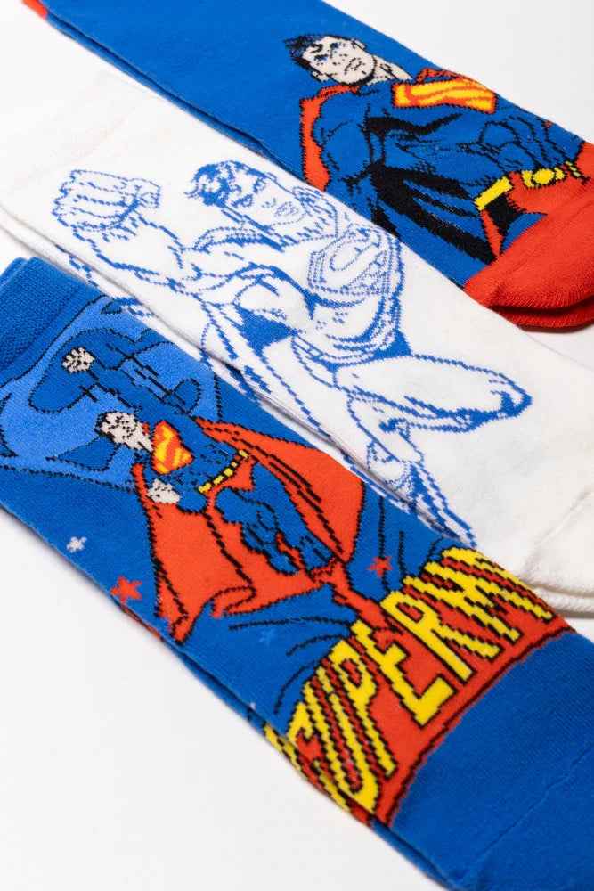 Superman 3 Pack Socks Blue