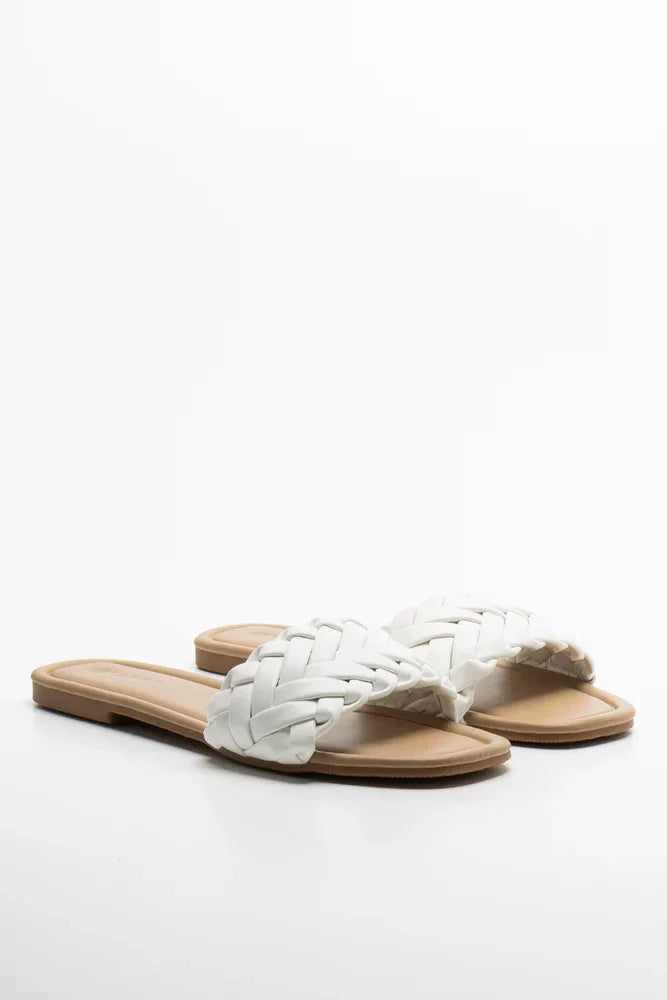 Braided Mule Sandals White