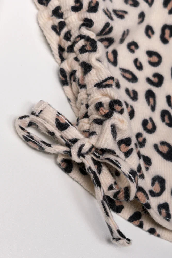 Leopard Prind Side Tie Top Natural