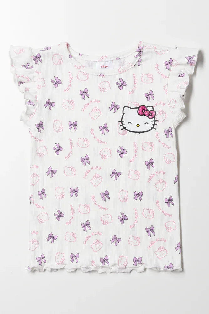 Hello Kitty Rib T-Shirt White