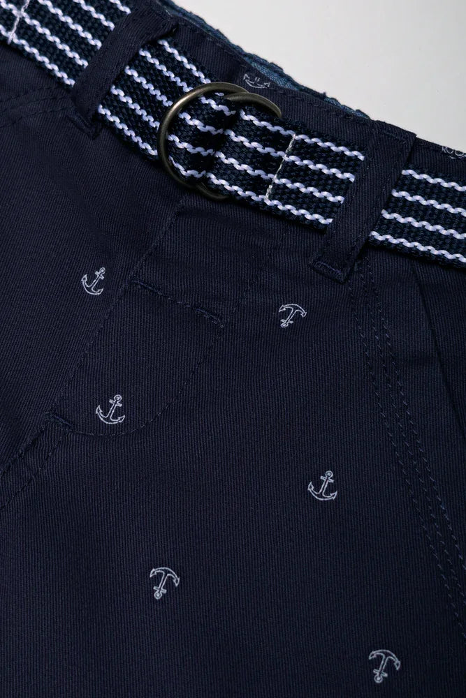 Chino Shorts With Belt Navy
