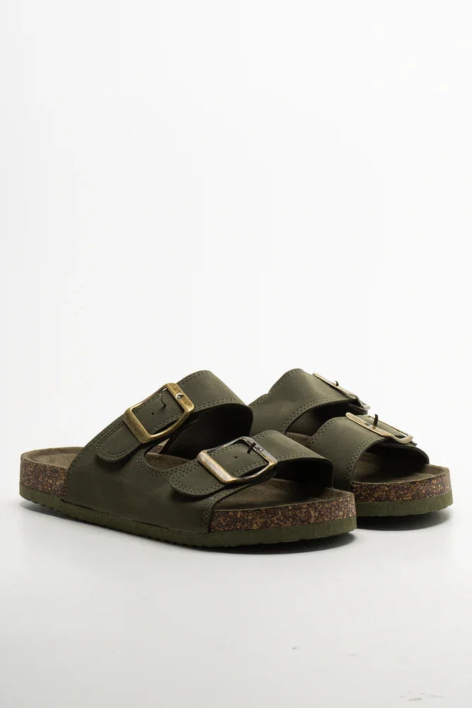 Double Band Sandals Green