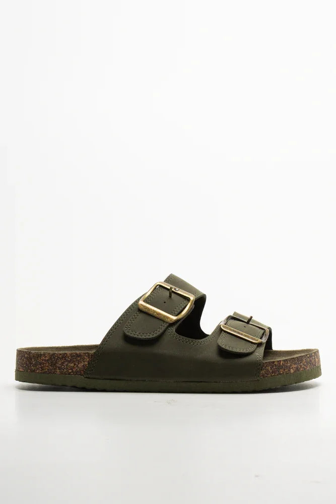Double Band Sandals Green (1)