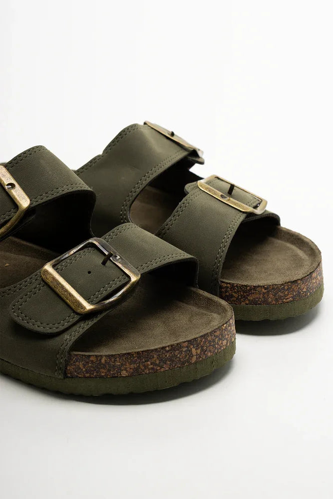 Double Band Sandals Green (2)