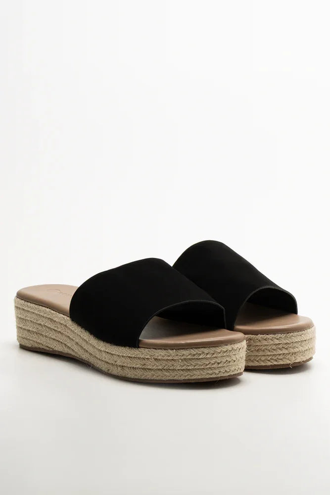 Wedge Mule Sandal Black