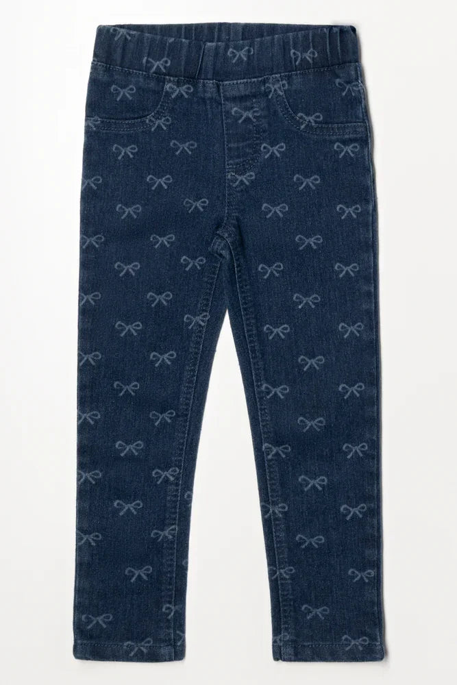 Bow Print Jeggings Blue