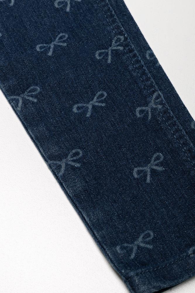 Bow Print Jeggings Blue