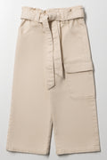 Wide Leg Denim With Belt Natural