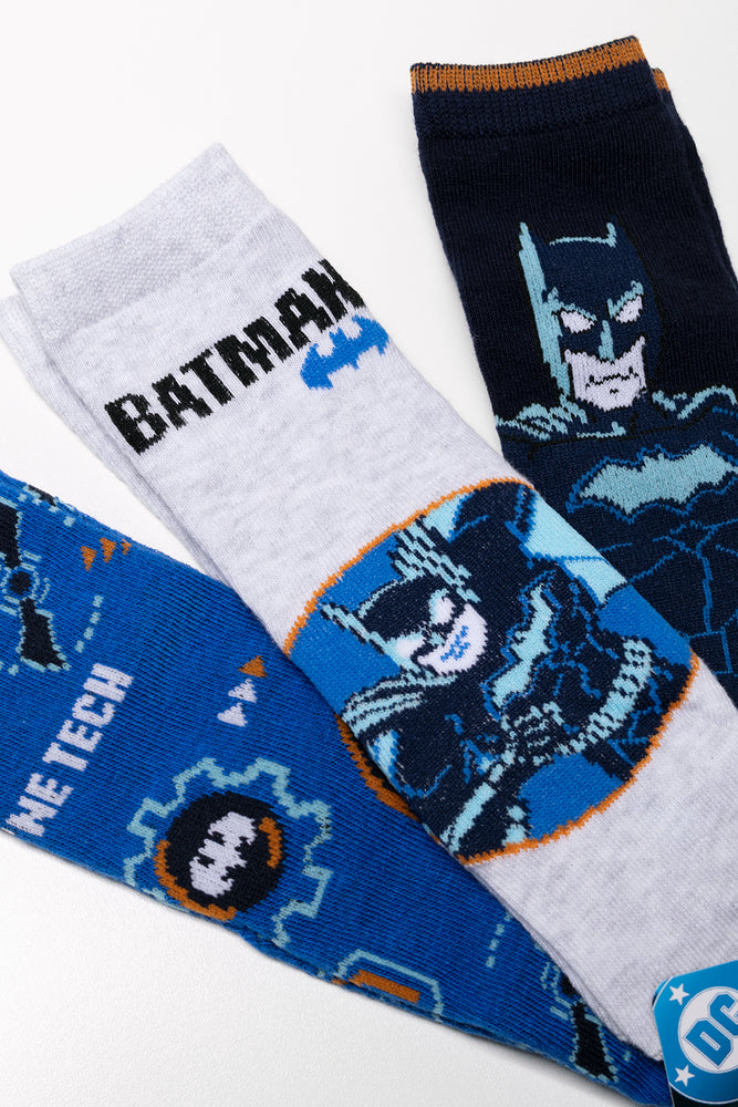 Batman 3 Pack Socks Blue, Grey And Navy