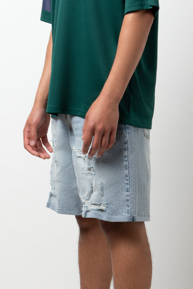 Rip & Repair Denim Shorts Light Wash