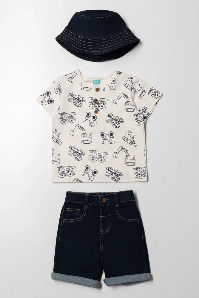 3 Piece Henley Set Cream