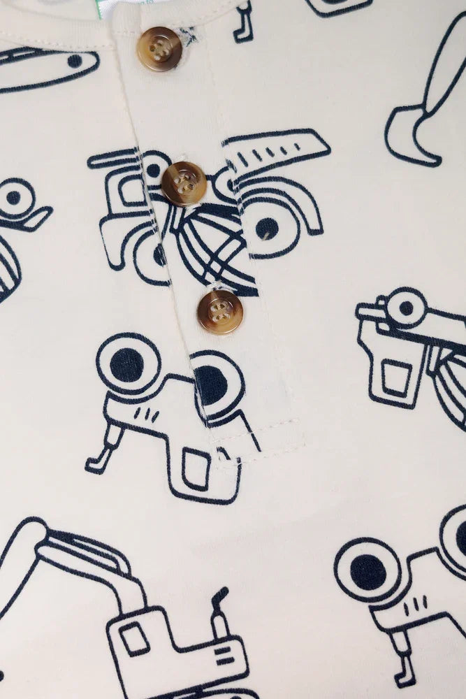 3 Piece Henley Set Cream