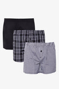 3 Pack Woven Boxer Black