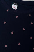 Glitter Heart Short Sleeve T-Shirt Navy (1)