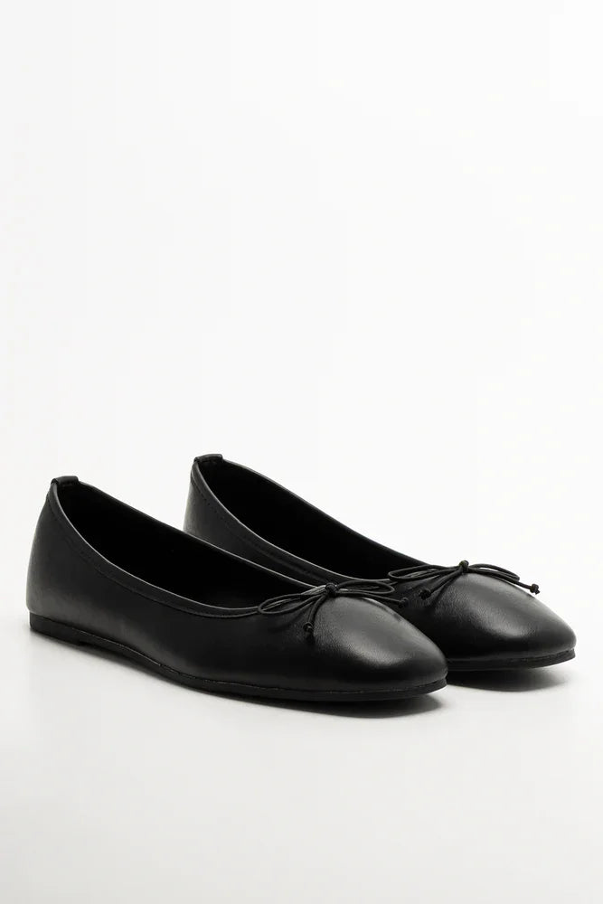 Square Toe Ballerina Pumps Black